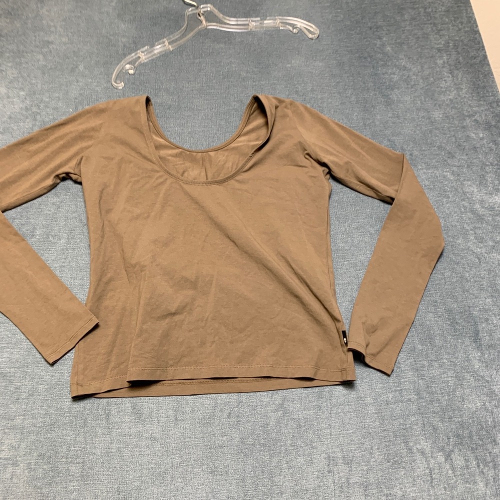 Timberland Shirt Top Womens Large Light Brown Long Sleeve Scoop Neck Casual Fit
